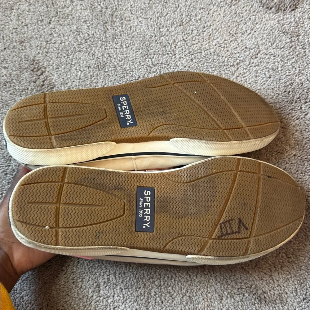 Sperry Halyard II Pink Cream Canvas Boat Deck Casual Shoes SIZE 11